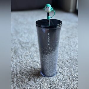 NEW Starbucks Black Glitter Tumbler with Straw Topper
